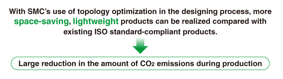 With SMC’s use of topology optimization in the designing process, more
space-saving, lightweight products can be realized compared with
existing ISO standard-compliant products.