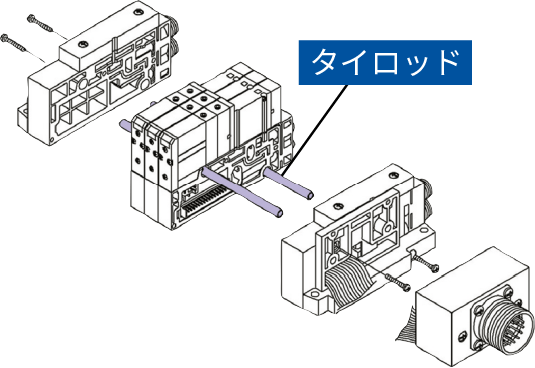 タイロッドタイプマニホールドをタイロッドおよび接合金具により連結(jié)。マニホールドのねじれに強(qiáng)い。